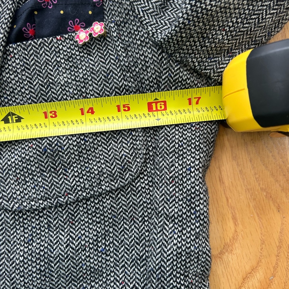Scotch & Soda Girls Sz 14 Wool Blend Herringbone Tweed Blazer Jacket Pink Floral - Picture 8 of 10